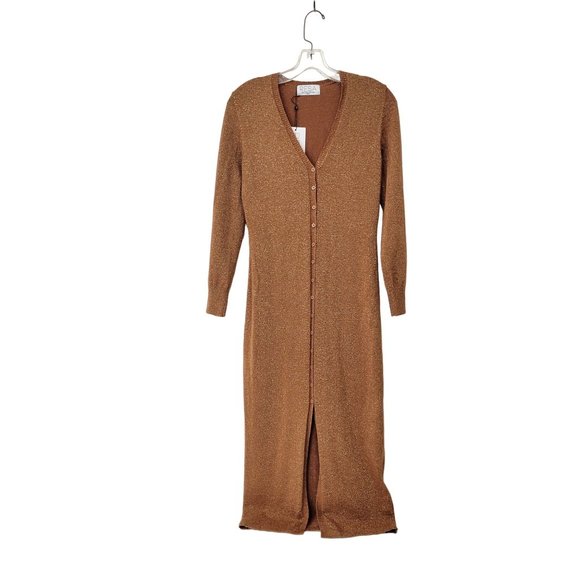 Resa Malia Cardigan Dress or Duster Cinnamon Metallic Copper NWT - Picture 2 of 8